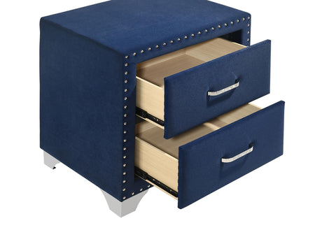 Melody Pacific Blue Upholstered 2-Drawer Nightstand from Coaster - Luna Furniture