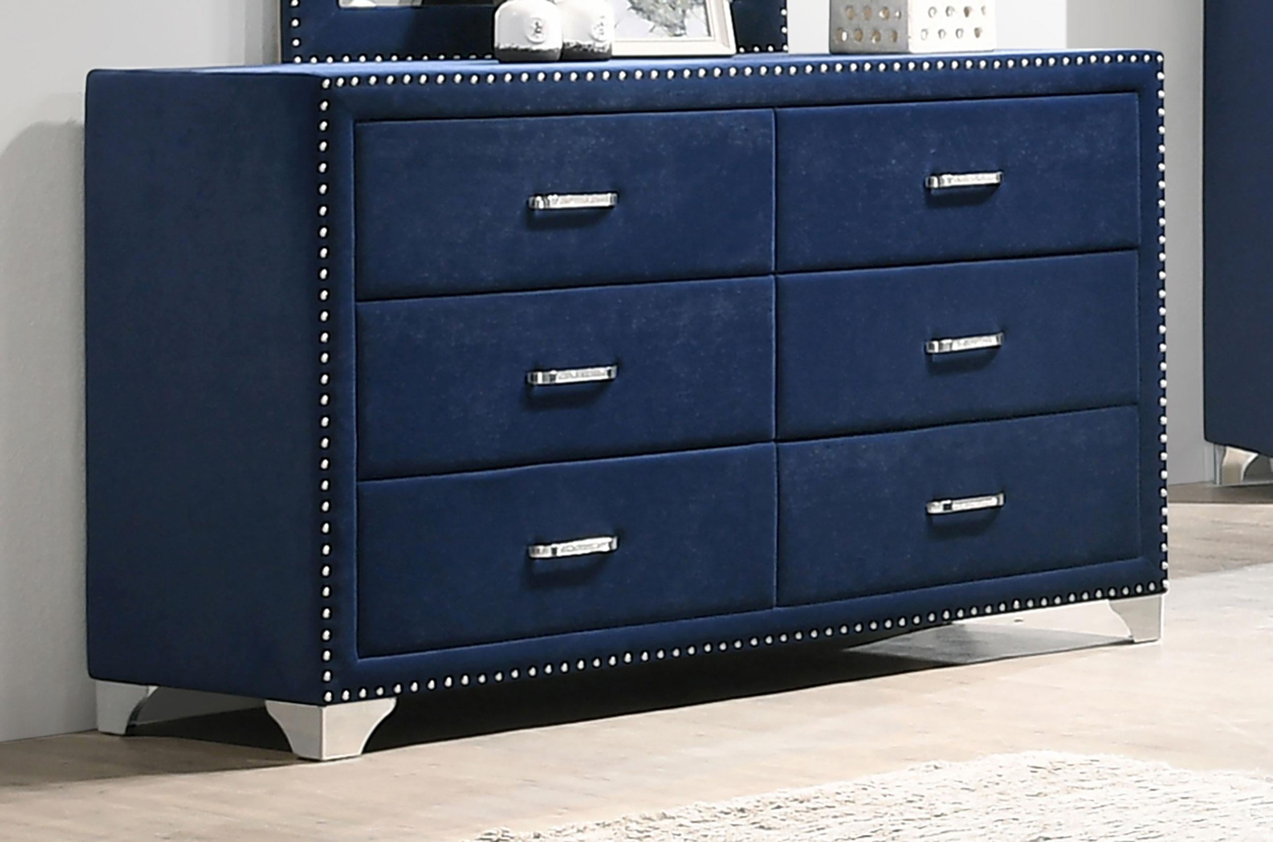 Melody 6-drawer Upholstered Dresser Pacific Blue - Luna Furniture