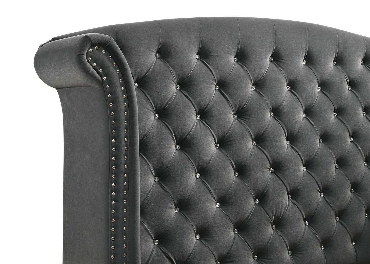 Melody Gray Upholstered Wingback Eastern King Bed from Coaster - Luna Furniture