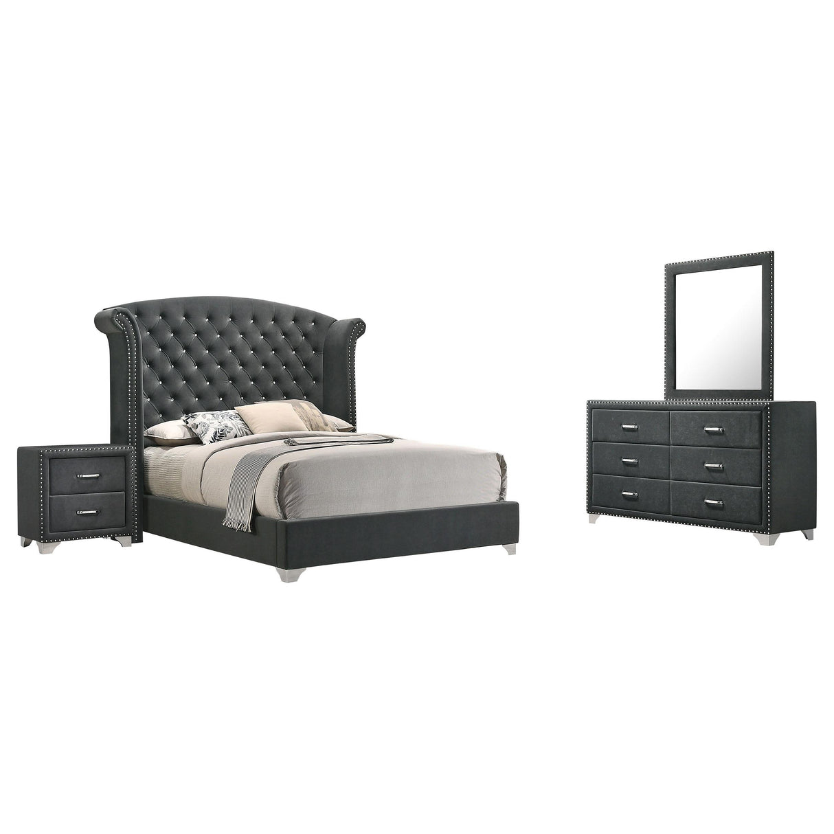 Melody Gray 4-Piece California Queen Bedroom Set from Coaster - Luna Furniture