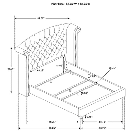 Melody Gray Upholstered Wingback Queen Bed from Coaster - Luna Furniture