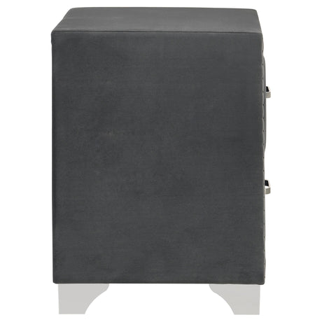 Melody Gray Upholstered 2-Drawer Nightstand from Coaster - Luna Furniture
