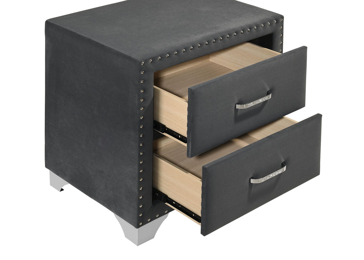 Melody Gray Upholstered 2-Drawer Nightstand from Coaster - Luna Furniture