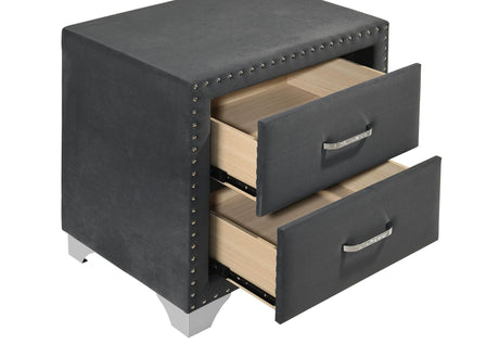 Melody Gray Upholstered 2-Drawer Nightstand from Coaster - Luna Furniture