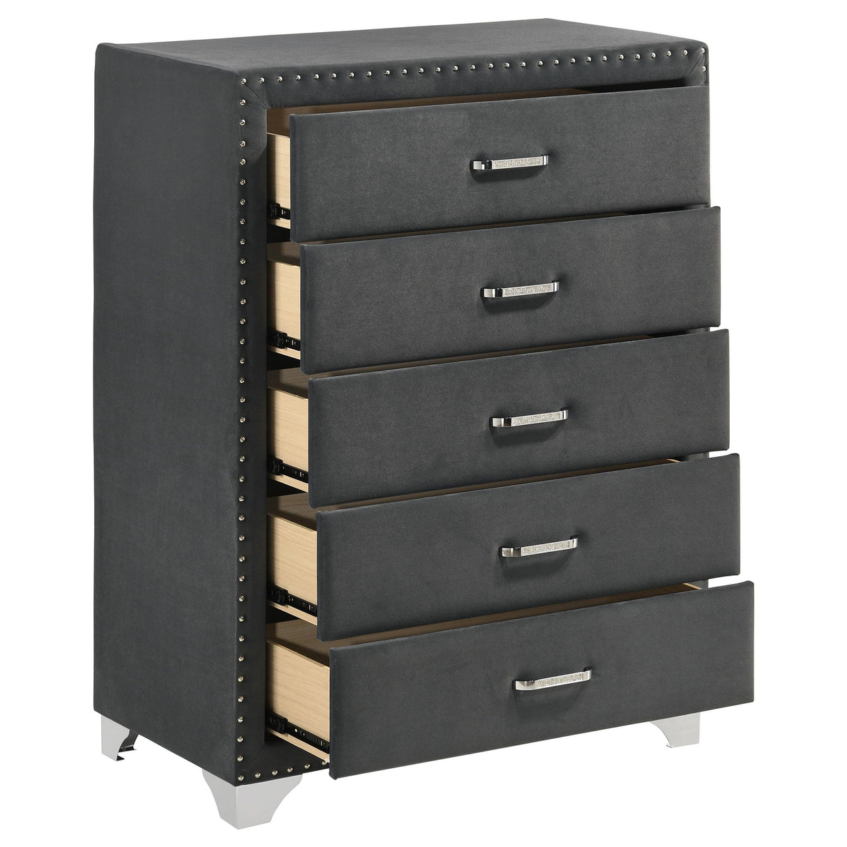 Melody Gray 5-Drawer Upholstered Chest from Coaster - Luna Furniture