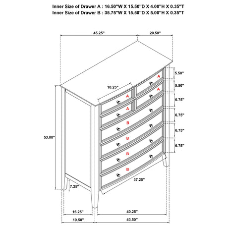 Bexhill White 8-Drawer Chest from Coaster - Luna Furniture