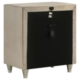 Antonella Ivory and Camel Upholstered 3-Drawer Nightstand from Coaster - Luna Furniture
