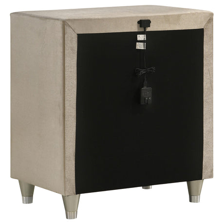 Antonella Ivory and Camel Upholstered 3-Drawer Nightstand from Coaster - Luna Furniture