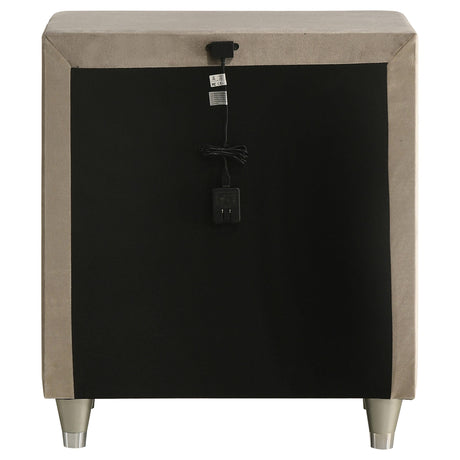 Antonella Ivory and Camel Upholstered 3-Drawer Nightstand from Coaster - Luna Furniture