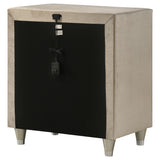 Antonella Ivory and Camel Upholstered 3-Drawer Nightstand from Coaster - Luna Furniture