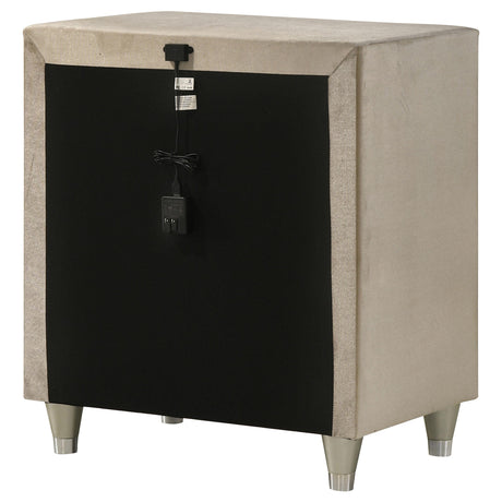 Antonella Ivory and Camel Upholstered 3-Drawer Nightstand from Coaster - Luna Furniture