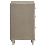 Antonella Ivory and Camel Upholstered 3-Drawer Nightstand from Coaster - Luna Furniture
