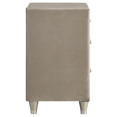 Antonella Ivory and Camel Upholstered 3-Drawer Nightstand from Coaster - Luna Furniture