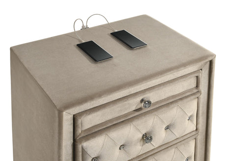 Antonella Ivory and Camel Upholstered 3-Drawer Nightstand from Coaster - Luna Furniture