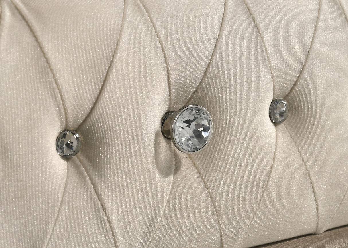 Antonella Ivory and Camel Upholstered 3-Drawer Nightstand from Coaster - Luna Furniture