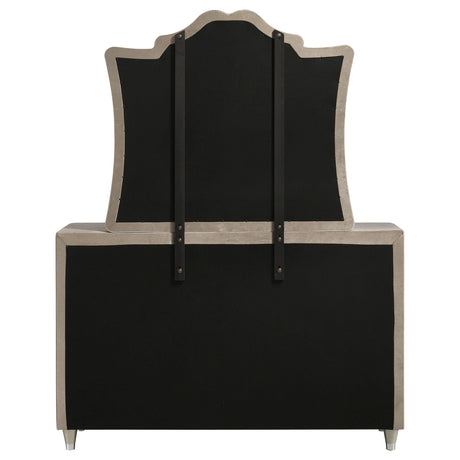 Antonella Ivory and Camel Upholstered 7-Drawer Dresser with Mirror from Coaster - Luna Furniture