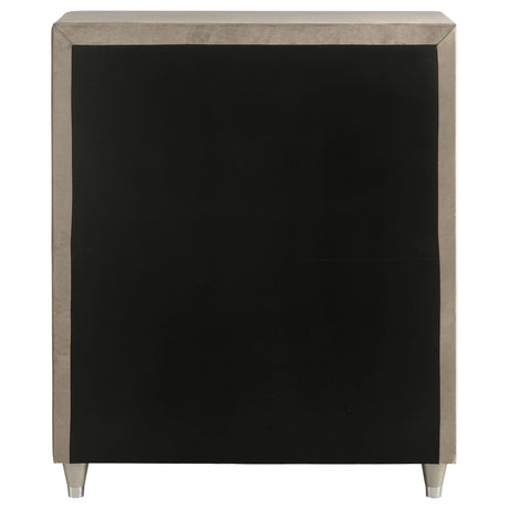 Antonella Ivory and Camel Upholstered 5-Drawer Chest from Coaster - Luna Furniture