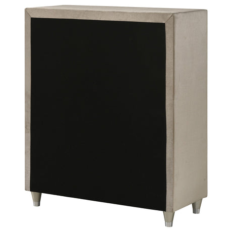 Antonella Ivory and Camel Upholstered 5-Drawer Chest from Coaster - Luna Furniture