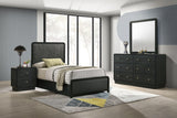 Cavelle Black 4-piece Twin Bedroom Set with bed, dresser and mirror, modern black finish