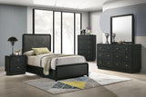 Cavelle Black Twin Panel Bed dimension chart, inner size 39.50W x 77.00D