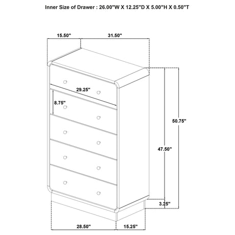Cavelle Black 5-Drawer Chest from Coaster - Luna Furniture