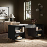 Trey Executive Desk in Black Wash Poplar from Four Hands - Luna Furniture