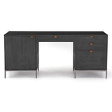 Trey Executive Desk in Black Wash Poplar from Four Hands - Luna Furniture
