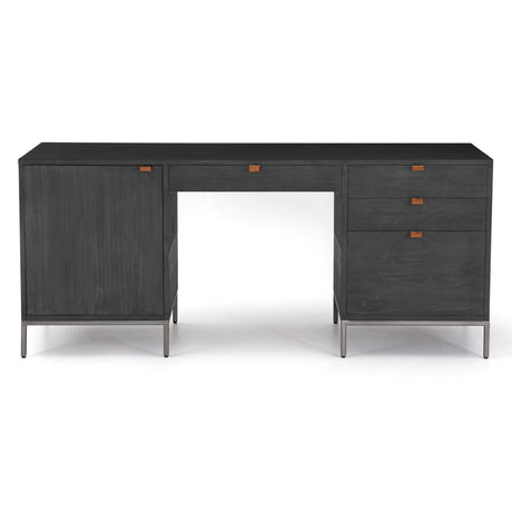 Trey Executive Desk in Black Wash Poplar from Four Hands - Luna Furniture