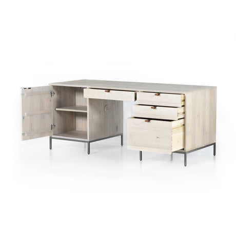 Trey Executive Desk in Dove Poplar from Four Hands - Luna Furniture