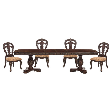 Deryn Park Cherry 5-Piece 114" Extendable Dining Room Set from Homelegance - Luna Furniture