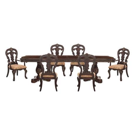Deryn Park Cherry 7-Piece 114" Extendable Dining Room Set from Homelegance - Luna Furniture
