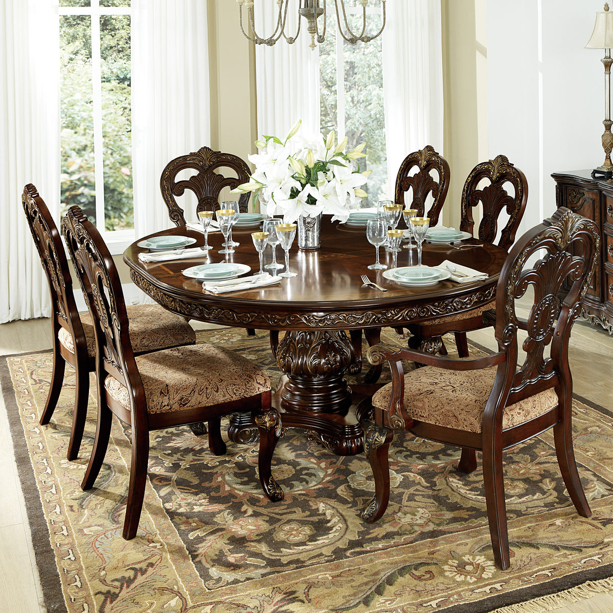 Deryn Park Cherry Round/Oval Dining Table from Homelegance - Luna Furniture
