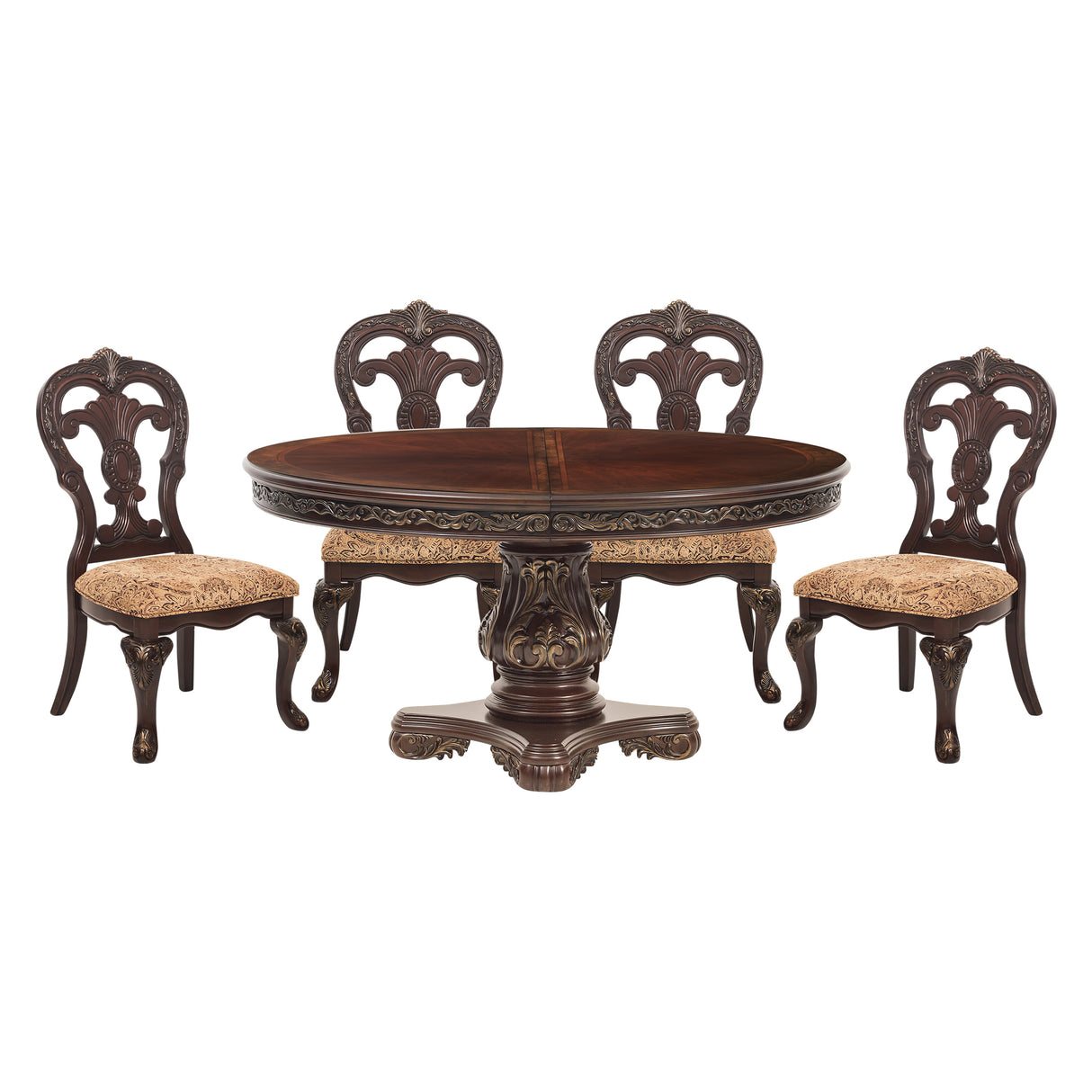 Deryn Park Cherry 5-Piece Round/Oval Dining Set from Homelegance - Luna Furniture