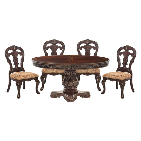 Deryn Park Cherry 5-Piece Round/Oval Dining Set from Homelegance - Luna Furniture