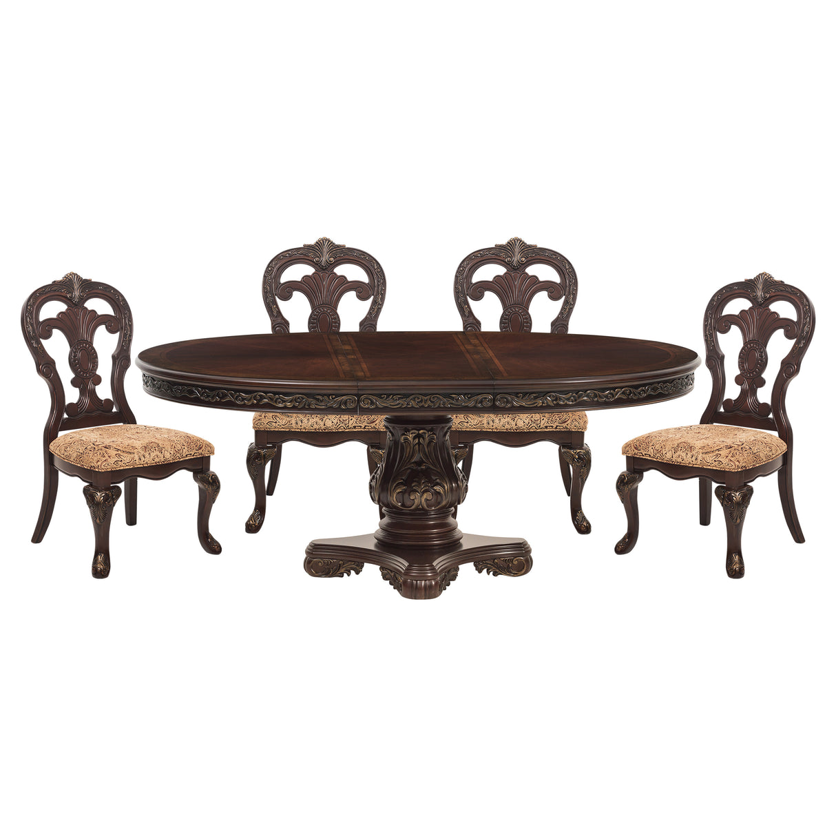 Deryn Park Cherry 5-Piece Round/Oval Dining Set from Homelegance - Luna Furniture