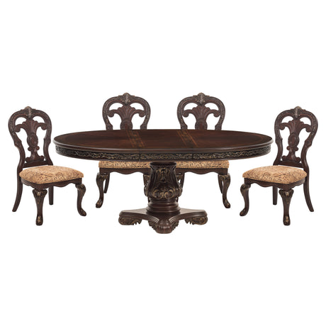 Deryn Park Cherry 5-Piece Round/Oval Dining Set from Homelegance - Luna Furniture