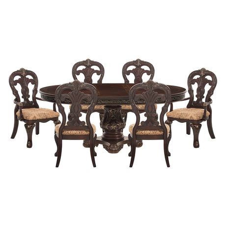 Deryn Park Cherry 5-Piece Round/Oval Dining Set from Homelegance - Luna Furniture