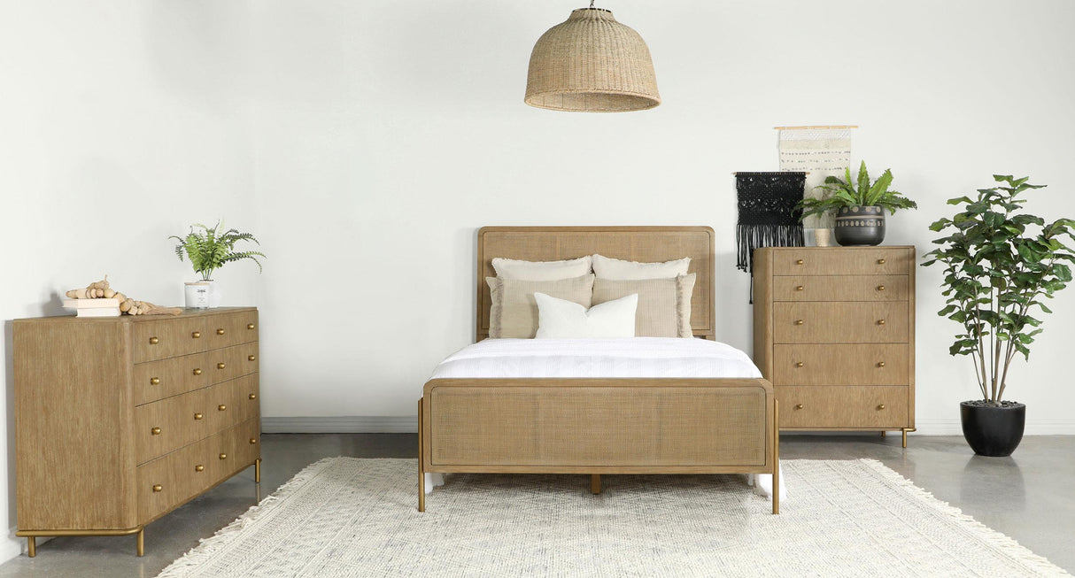 Arini Sand Wash 3-piece Queen Bedroom Set and Natural Cane from Coaster - Luna Furniture