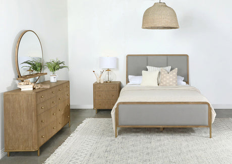Arini Sand Wash and Gray Upholstered 4-Piece Queen Bedroom Set from Coaster - Luna Furniture