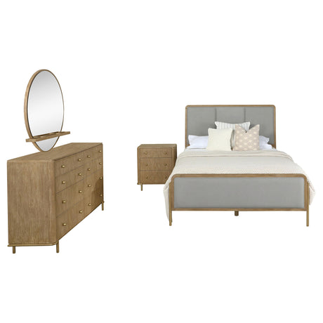 Arini Sand Wash and Gray Upholstered 4-Piece Queen Bedroom Set from Coaster - Luna Furniture