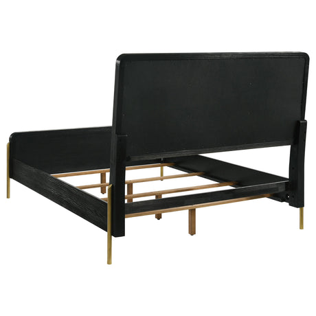 Arini Black and Gray Upholstered Queen Bed from Coaster - Luna Furniture