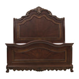 Deryn Park Cherry 4-Piece Queen Sleigh Bedroom Set (Queen Bed, Nightstand, Dresser, Mirror) from Homelegance - Luna Furniture