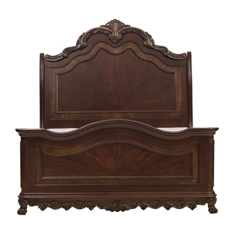 Deryn Park Cherry King Sleigh Bed from Homelegance - Luna Furniture