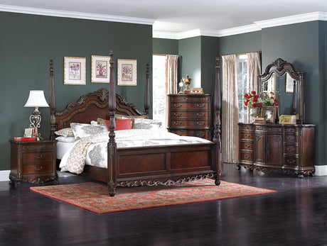 Deryn Park Cherry Eastern King Poster Bed from Homelegance - Luna Furniture