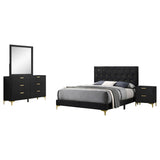 Kendall Black and Gold 4-Piece Tufted Panel California King Bedroom Set from Coaster - Luna Furniture