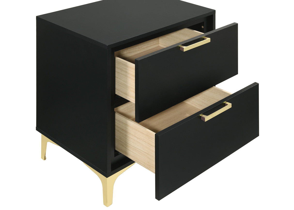 Kendall Black and Gold 4-Piece Tufted Panel California King Bedroom Set from Coaster - Luna Furniture