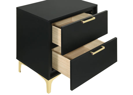 Kendall Black and Gold 4-Piece Tufted Panel California King Bedroom Set from Coaster - Luna Furniture