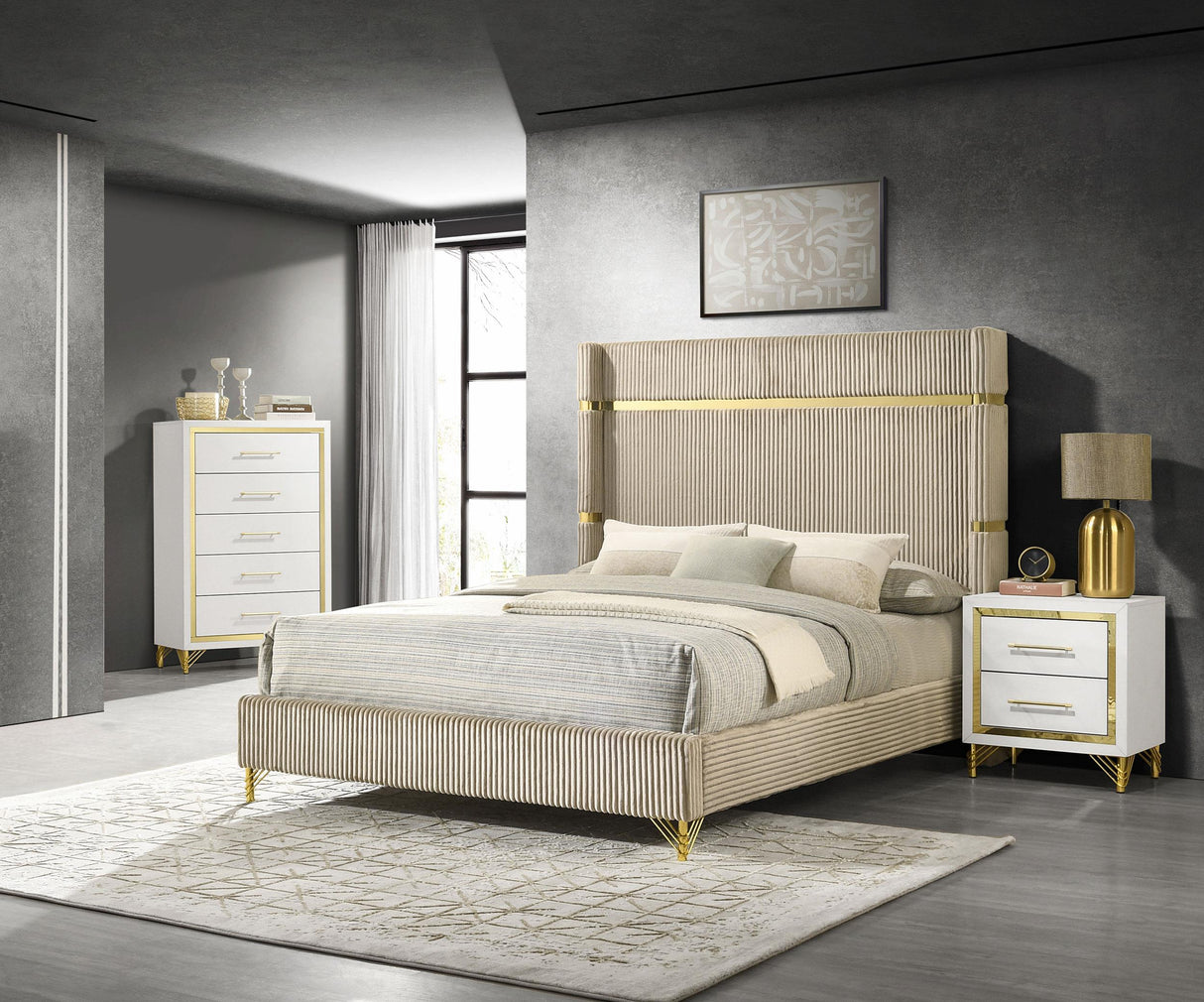 Lucia 3-piece Queen Bedroom Set Beige and White from Coaster - Luna Furniture