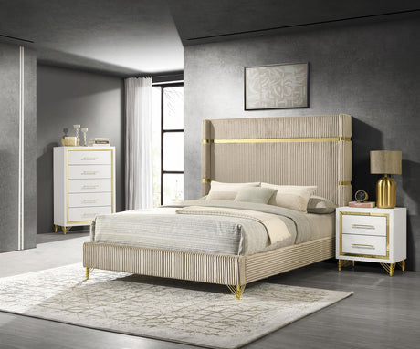 Lucia Beige and White 3-Piece Queen Bedroom Set from Coaster - Luna Furniture