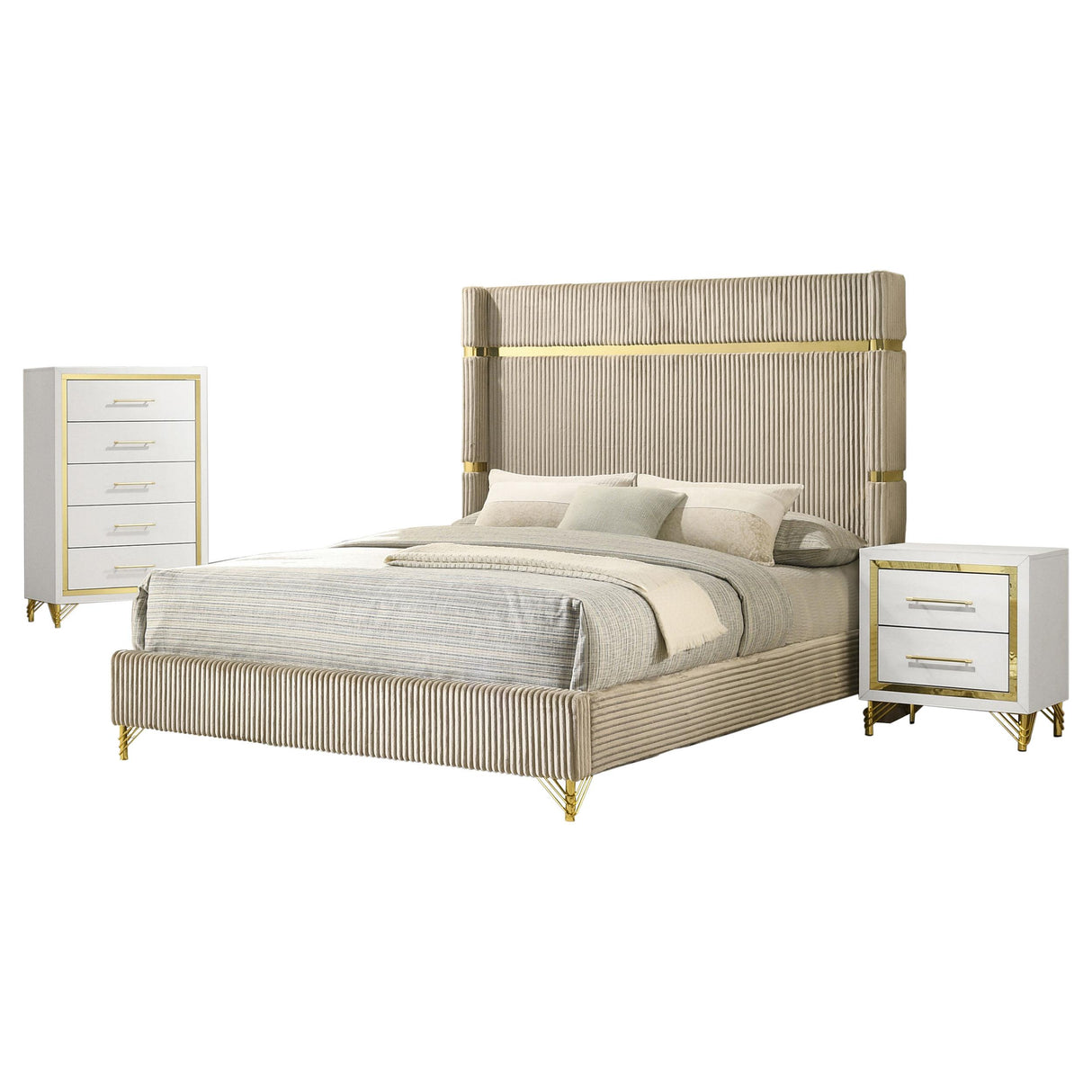 Lucia 3-piece Queen Bedroom Set Beige and White from Coaster - Luna Furniture